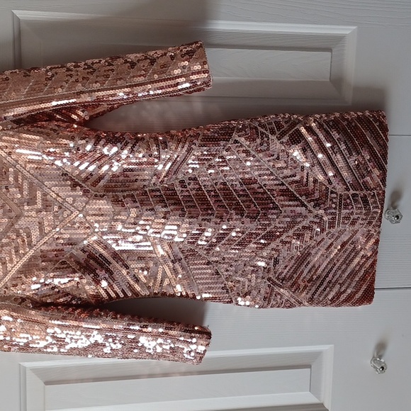 bebe rose gold dress Bebe Satin Cowl Neck Wrap Dress Rose Gold XS